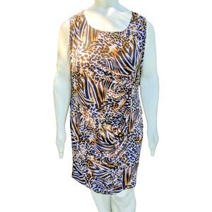 Leopard Dress 3X Slimming Runched Built in Shapewear Mob Wife Maximalist Bright